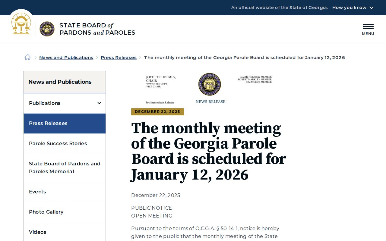 McIntosh County parole and probation Board meeting notice