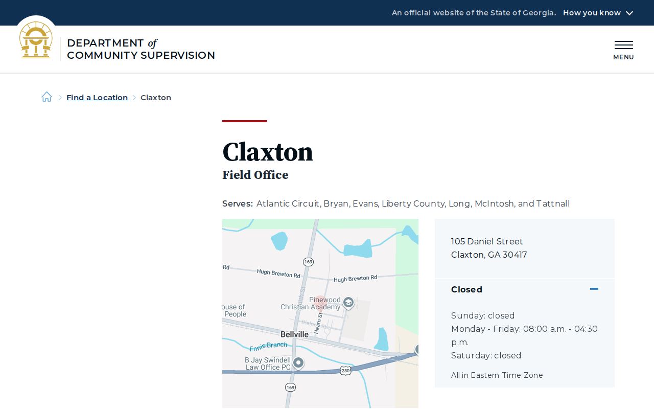 McIntosh County parole and probation Claxton field office