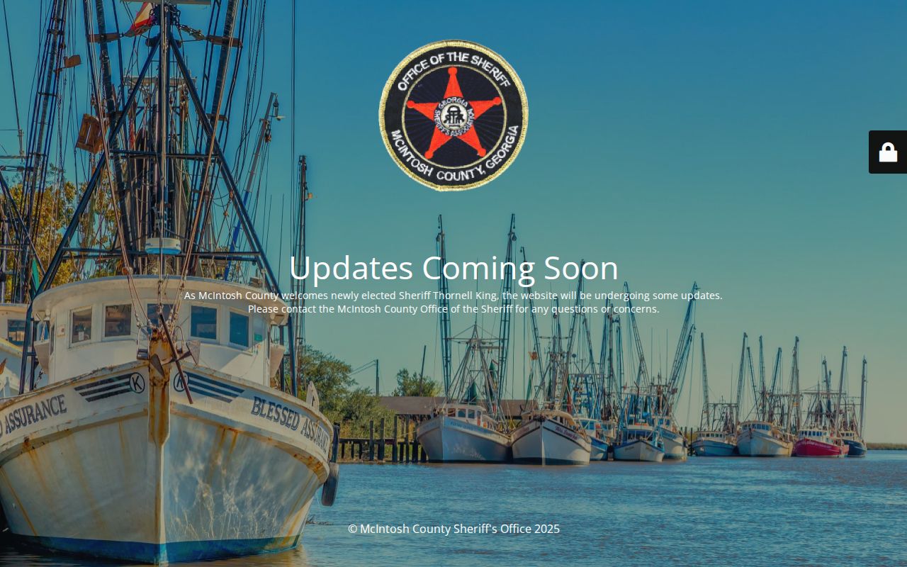 McIntosh County Sheriff website update notice with no public recent-release feed